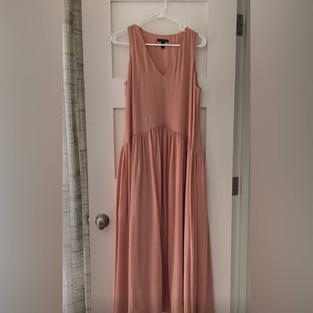 Silk georgette drop waist Eileen Fisher dress.